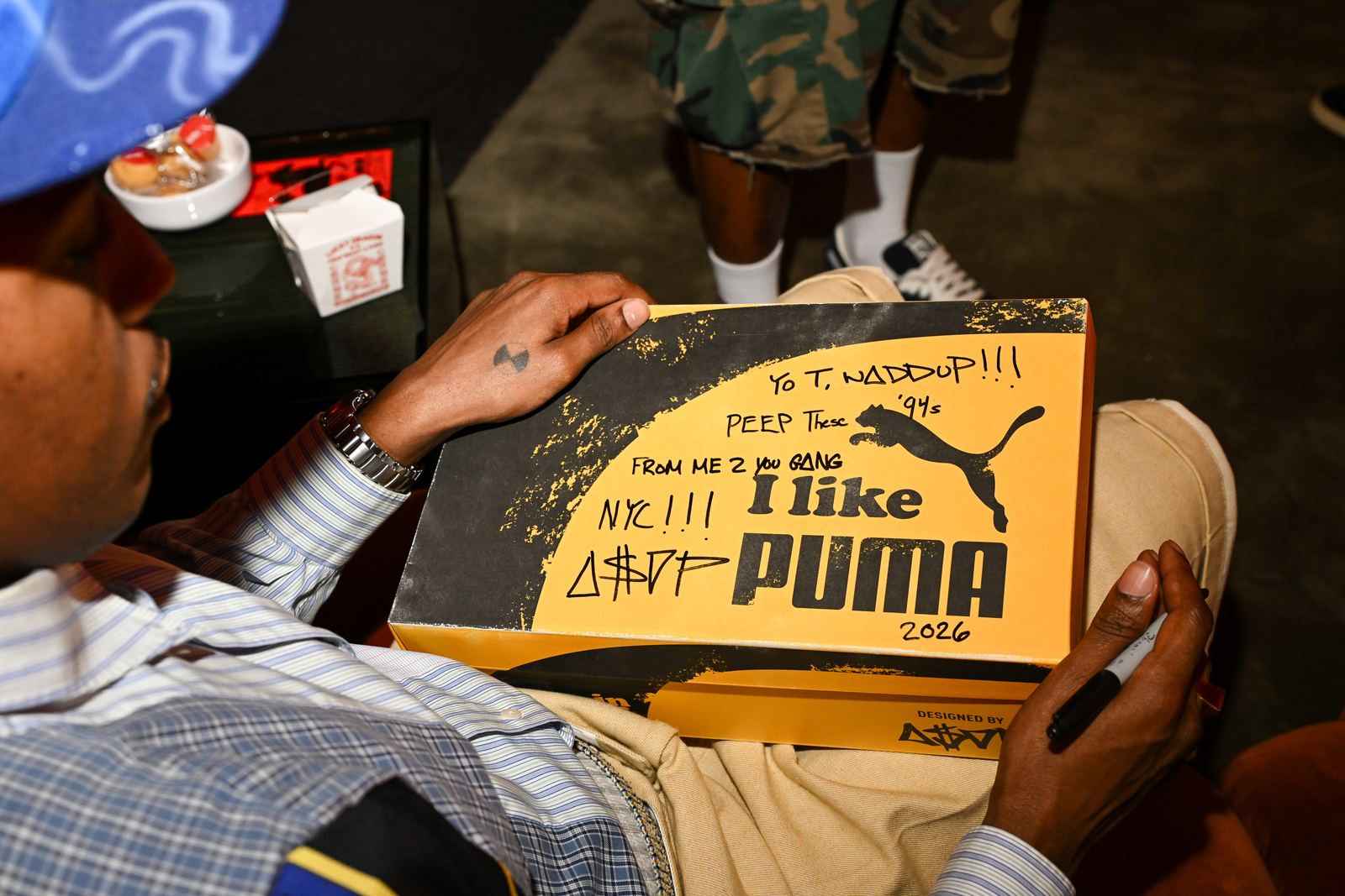 A signed PUMA shoebox reading NYC A$AP 2026