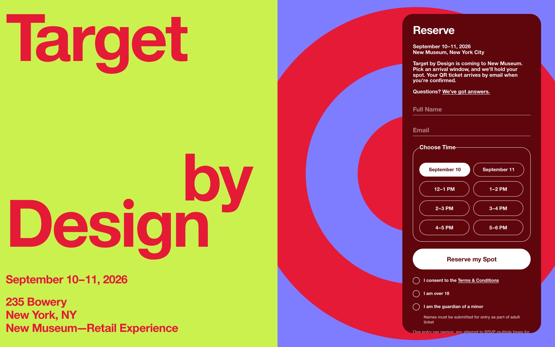 Target by Design RSVP site on desktop